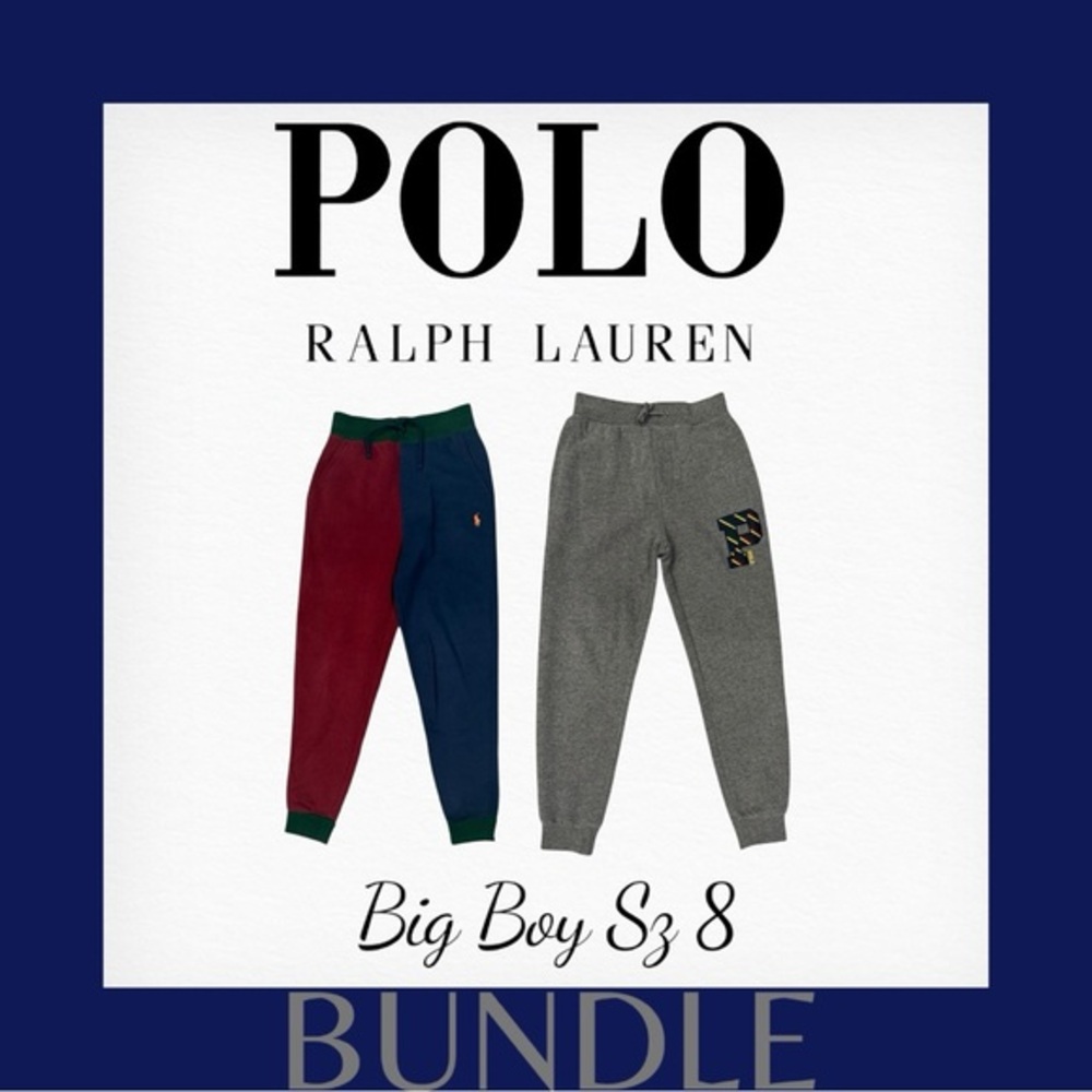 Ralph Lauren Fleece Letterman P-Patch/Color Blocked Jogger sweatpants Bundle Sz8
